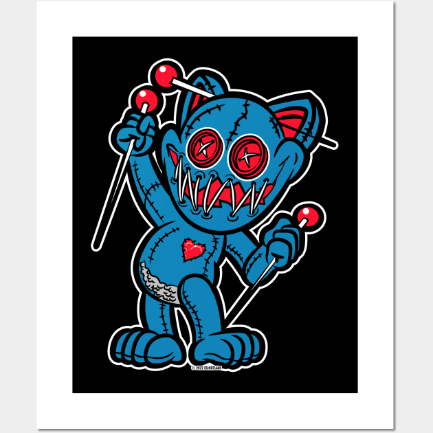 Happy VooDoo Kitty Cat Doll Tennessee Colors Wall Art by eShirtLabs